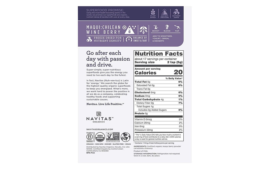 Navitas Organics Organic Maqui Powder    Pack  85 grams